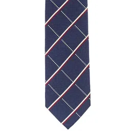 The Tie Hub Men Navy Blue & Maroon Checked Skinny Tie-image-97