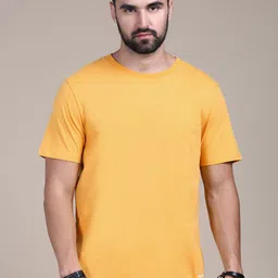The Roadster Lifestyle Co. Yellow Round Neck Cotton T-Shirt-image-78