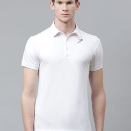 FUAARK Men White Polo Collar Slim Fit Training Polo Collar T-shirt-image-79