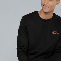 HERE&NOW Men Black Solid Sweatshirt-image-97