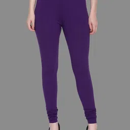 SPIFFY Women Plus Size Purple Solid Churidar Leggings-picture-1