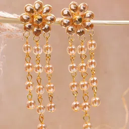 Crunchy Fashion Gold-Plated Floral Drop Earrings-32