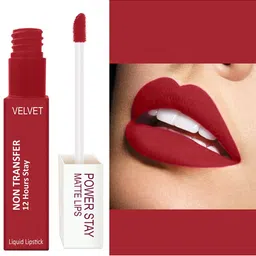 FORFOR Set of 2 Power Stay Matte Lips Non-Transfer 12 Hours Stay Velvet Matte Liquid Lipstick 4 ml Each- Cocoa Brown 16-Peppy Red 22 image 4