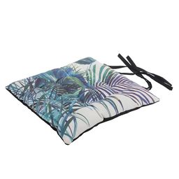 ROMEE Set of 2 White & Green Tropical Print Chair Pads with Loops image 5