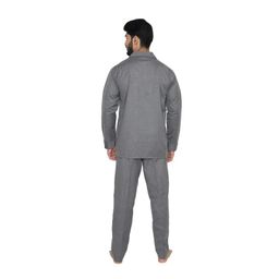tatwam FILAFIL Cotton RICHED with Polyester Mens Nightsuit with Fully Elastic Pajama and Buttoned Full Sleeve TOP Size-L,D.Grey image 5