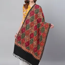 WEAVERS VILLA Women Red & Green Aari-Work Embroidered Shawl-picture-25