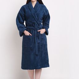 Creeva Unisex Blue Solid Bath Robe-image-59