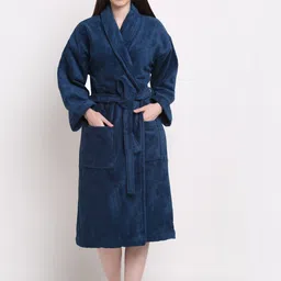 Creeva Breathable Terry Cotton Bath Robe With Belt-image-6