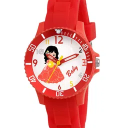 Kool Kidz Unisex Kids Multicoloured Brass Printed Dial & Red Straps Analogue Watch-picture-1