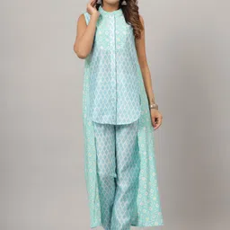 CRAFTED FOR YOU Geometric Printed Tunic & Trousers With Shrug-image-97