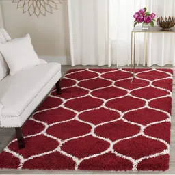 IMRA CARPET Red Geometric Polyester Carpet image 1