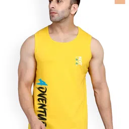 SLOWLORIS Pack Of 2 Printed Bio-Wash Cotton Gym Vests SL26 (RUST KEEP) (YELLOW ADV)-image-81