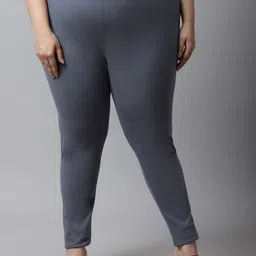TAG 7 Women Plus size Grey Solid Cotton Ankle-Length Leggings-95