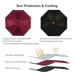 alexvyan Mini Umbrella with Case for Men & Women (Manual Open) Compact Travelling Umbrella, Polyester & UV Protection Fabric for Summer/Anti-Slip Handle- Use in Rain & Summer- 6 Frame-2024 (Wine Red) image 4