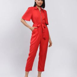 label ritu kumar Zip-Front Jumpsuit with Belt image 1
