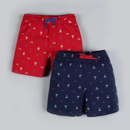 plumtree Pack of 2 Printed Shorts with Drawstring Waist image 1