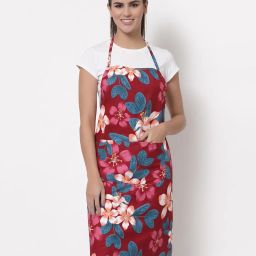 arrabi Floral Print Apron with Patch Pockets image 1