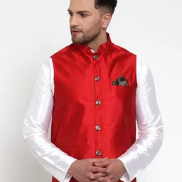 jompers Micro Print Nehru jacket with Button Closure image 1