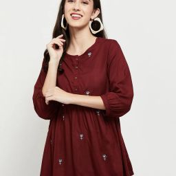 max MIcro-Print Fit & Flared Kurti image 1