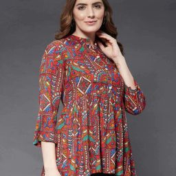 azira Embroidered Button-Front Tunic image 1