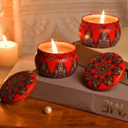 tayhaa Set of 2 Printed Candle Jars with Lid image 1