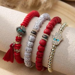 shining diva Set of 4 Evil Eye Boho Bohemian Bracelets image 1