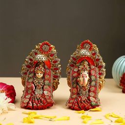 aapno rajasthan Set of 2 Handcrafted Laxmi Ganesh Idols image 1