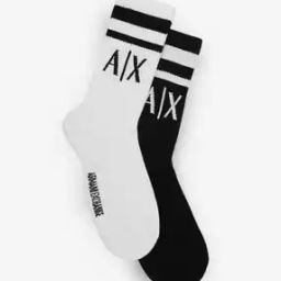 armani exchange Pack of 2 Logo Print Ankle-Length Socks-picture-25