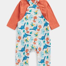 mothercare Dinosaur Print Cotton Dungaree Set image 2