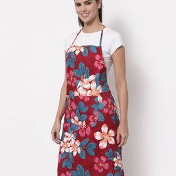 arrabi Floral Print Apron with Patch Pockets image 2