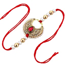lucky jewellery Beaded Rakhi with Greeting Card & Roli-Chawal Set image 2