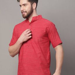 aarsha Checked Short Kurta with Patch Pocket image 2