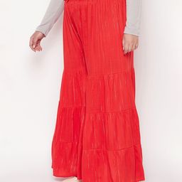 clora creation plus Flared Shararas with Elasticated Drawstring Waist image 2