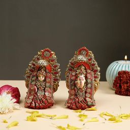 aapno rajasthan Set of 2 Handcrafted Laxmi Ganesh Idols image 2
