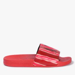 armani exchange Logo Print Rubber Slides with Stripes image 2