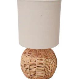homesake Raffia Table Lamp with Fabric Shade image 2