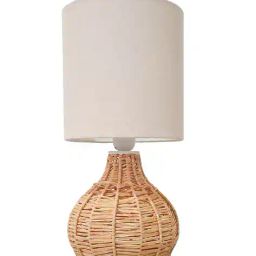 homesake Raffia Table Lamp with Fabric Shade image 2