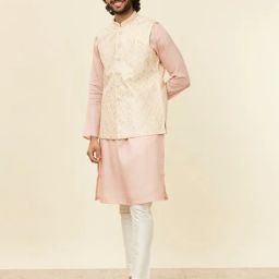 manyavar Men Embroidered Nehru Jacket with Button Closure image 2