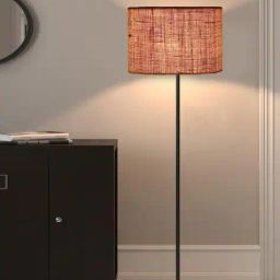 devansh Jute Drum Floor Lamp with Wooden Base image 2
