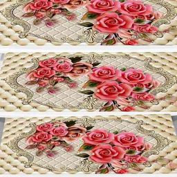cread craft Set of 5 Printed Refrigerator Top Cover with Mats & Handle Covers image 2