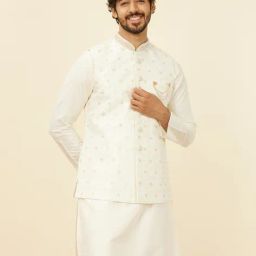 manyavar Men Embroidered Nehru Jacket with Button Closure image 2