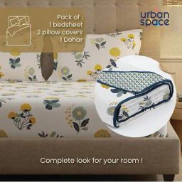 urban space Printed Double Bedsheet Dohar Set with Pillow Covers image 2