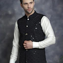 jompers Men Regular Fit Nehru Jacket with Button Closure image 2
