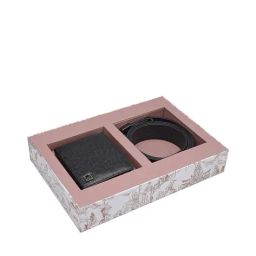 da milano Men Patterned Leather Bi-Fold Wallet & Belt Set image 2