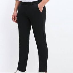 allen solly Men Slim Fit Flat-Front Trousers with Insert Pockets image 2