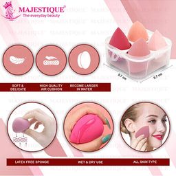 majestique Set of 4 Professional Mushy Beauty Blender Sponge with Egg Case image 2