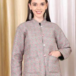 jabama Women Reversible Quilted Jacket with Loop-Button Front image 2