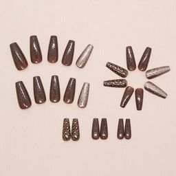 pink truck Set of 24 Artificial Reusable Nails with Leo-Pard Print image 2