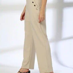 fig Women Cigarette Fit Trousers with Buttons image 2