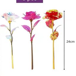decor twist Set of 3 Plastic Artificial Forever Rose Flowers image 2